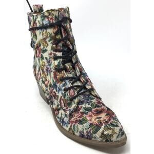 Indigo Rd Yarine Women's Size 6.5M Roses Floral Tapestry Inner Zip Ankle Booties